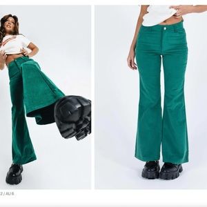 Princess Polly Green Velvet Flair Pants